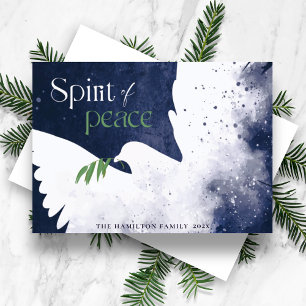 Dove Spirit of Peace Blue Holiday Card Feiertagskarte