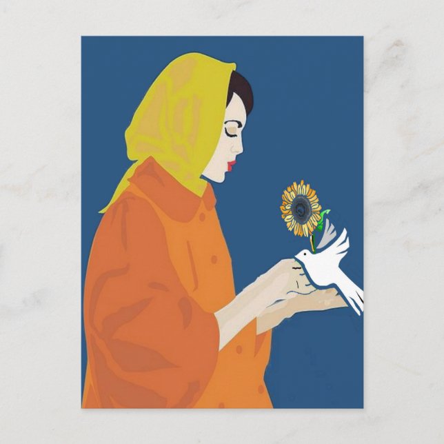 Dove & Sunflower Card Postkarte (Vorderseite)