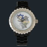 Dove, Tallit und Menorah Watch Armbanduhr<br><div class="desc">Diese beeindruckende Kristall-Uhr zeigt unser wunderschönes Design mit dem Magen David,  Dave,  Tallit & Menorah.</div>
