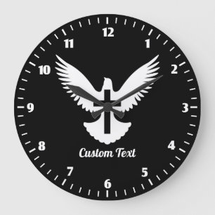 Dove with Cross Large Clock Große Wanduhr