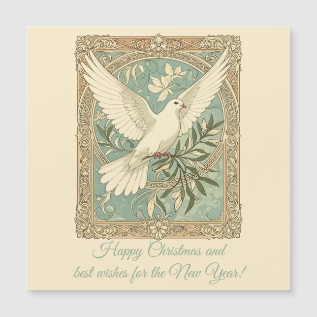 Dove With Olive Branch Christmas  Magnetkarte (Vorderseite)