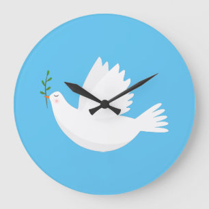 Dove with olive branch große wanduhr