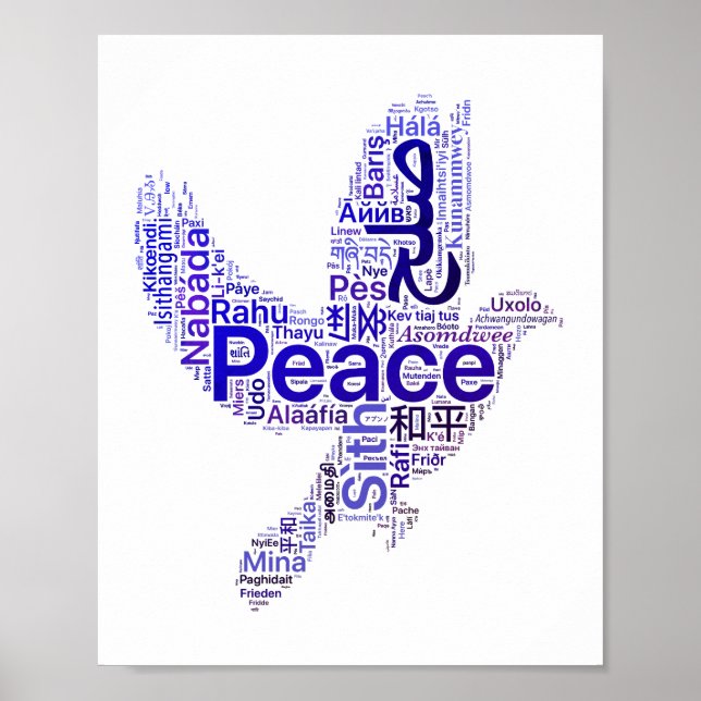 Dove Word Art Peace Poster (Vorne)