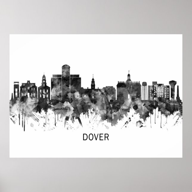 Dover Delaware Skyline BW Poster (Vorne)