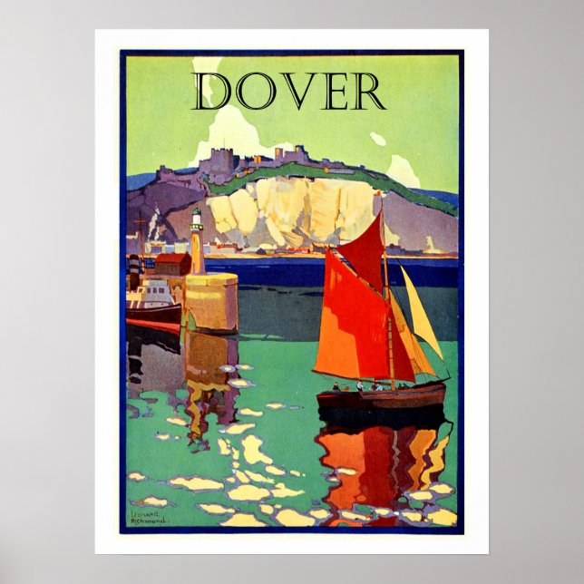 Dover, England, Segelschiff, Marine, Vintag Poster (Vorne)