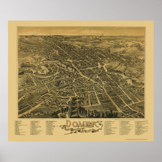 Dover, NH Panoramic Map - 1888 Poster (Vorne)