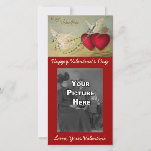 Doves and Hearts Valentine Foto Card Feiertagskarte