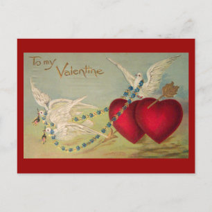 Doves and Hearts Vintag Valentine Postkarte