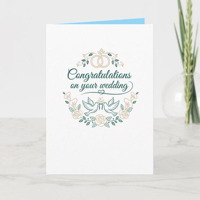 Doves and Roses, Wedding Congratulations BlankCard Karte (Vorderseite)