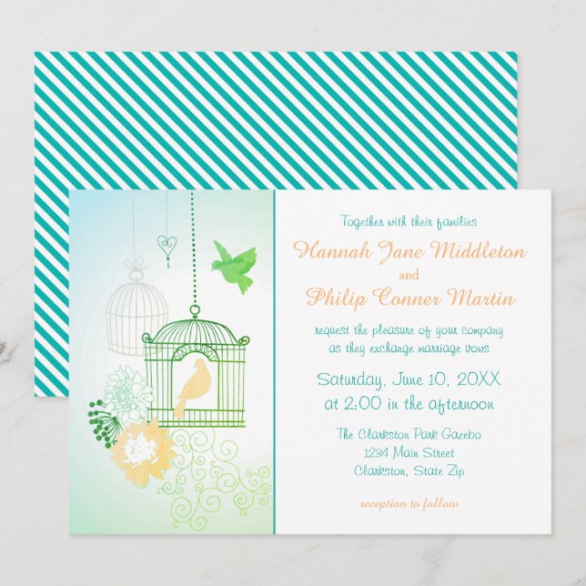 Doves & Cages - Einladung zur Hochzeit (Vorne/Hinten)