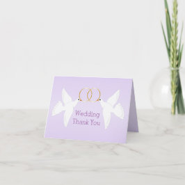 Doves Design Lilac Colored Wedding Dankeskarte