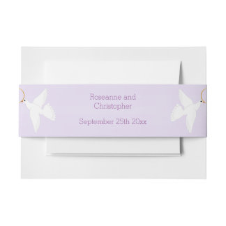 Doves Design Lilac Colored Wedding Einladungsbanderole