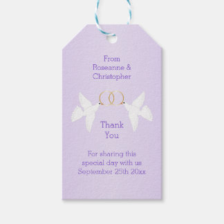 Doves Design Lilac Colored Wedding Geschenkanhänger