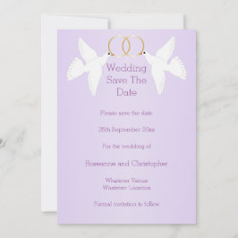 Doves Design Lilac Colored Wedding Save The Date