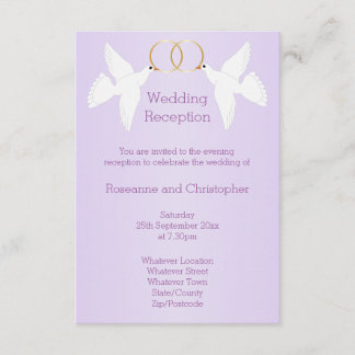 Doves Design Lilac farbige Hochzeitempfehlung Begleitkarte