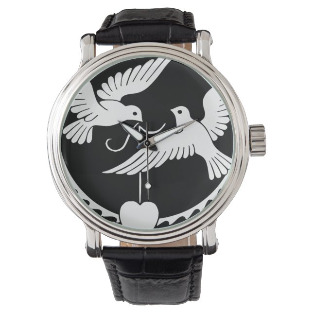 Doves Heart Dance Peace Liebe Party Destiny Armbanduhr (Vorderseite)