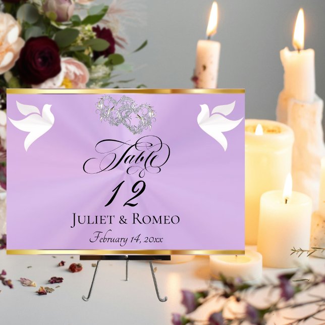 Doves & Hearts - Lavender/Silver Tischnummer (Von Creator hochgeladen)