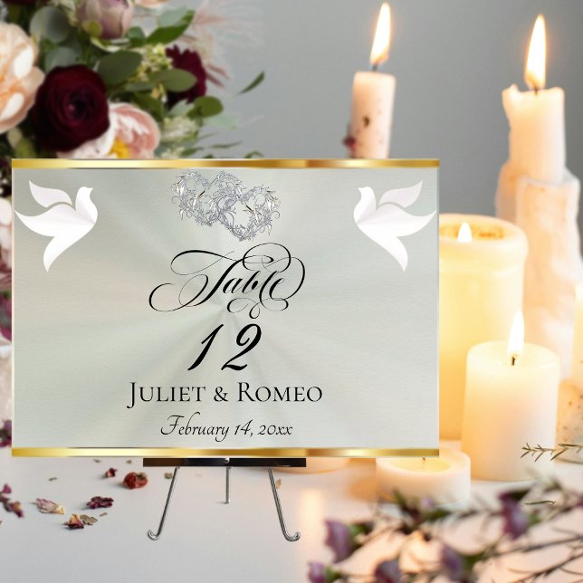 Doves & Hearts - Pastel Sage/Silver Tischnummer (Von Creator hochgeladen)