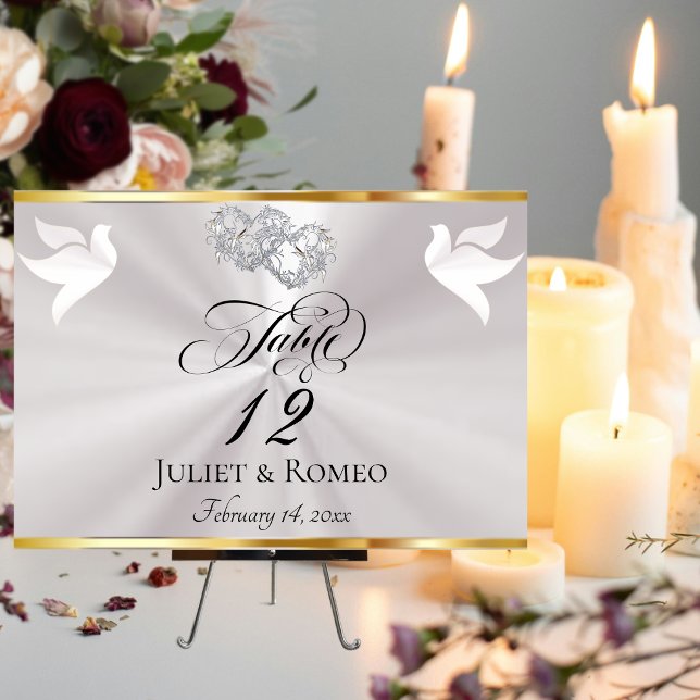 Doves & Hearts - Pearl White/Silver Tischnummer (Von Creator hochgeladen)