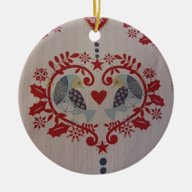 Doves & Hearts — Pennsylvania Niederländisch Keramikornament (Vorne)