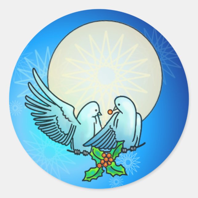 DOVES & HOLLY von SHARON SHARPE Runder Aufkleber (Vorderseite)