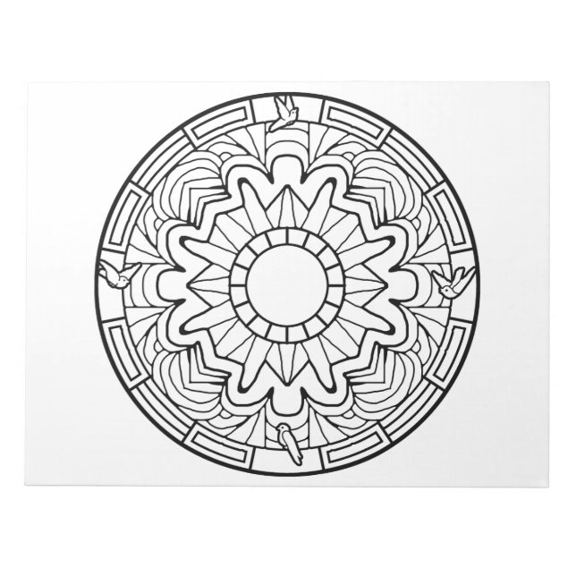 Doves Mandala Coloring Book Pad Notizblock (Vorderseite)