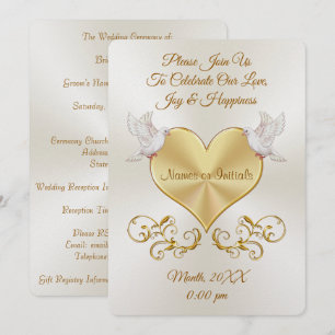 Doves over Heart Wedding Einladungen Personalisier