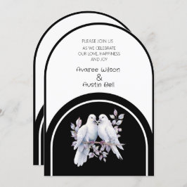 Doves Rings Black und White Arched Einladung