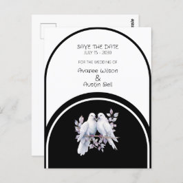 Doves Rings Black und White Arched Postkarte