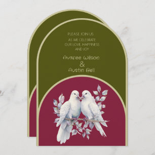 Doves Rings Olive Green Burgundy Gelb Arkiert Einladung