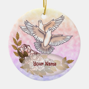 Doves Rose Keramik Ornament