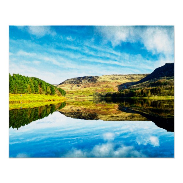 Dovestone Reservoir im Winter Poster (Vorderseite)