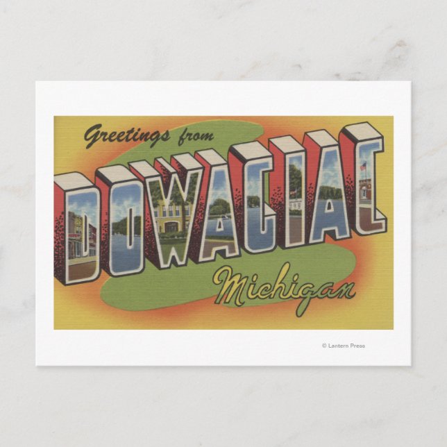 Dowagiac, Michigan - Große Buchstabenszenen 2 Postkarte (Vorderseite)