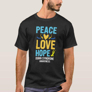 Down Awareness Syndrom Peace Love Hope T21 Yellow T-Shirt
