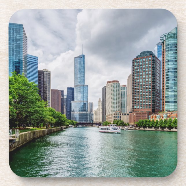 Down Chicago River Getränkeuntersetzer (Vorderseite)