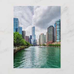 Down Chicago River Postcard Postkarte