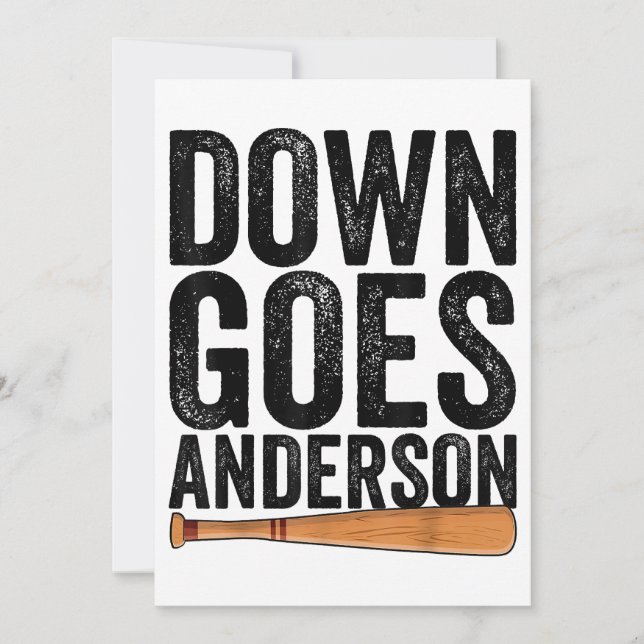 DOWN GOES ANDERSON FUNNY BASEBALL Geschenk ANDERSO Einladung (Vorderseite)