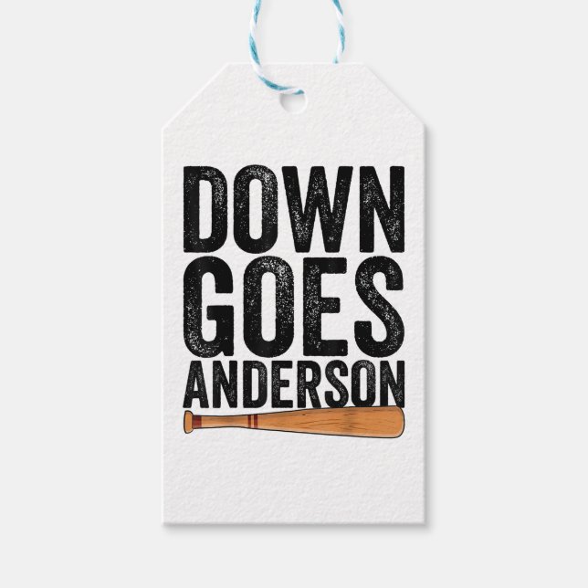 DOWN GOES ANDERSON FUNNY BASEBALL Geschenk ANDERSO Geschenkanhänger (Vorderseite)