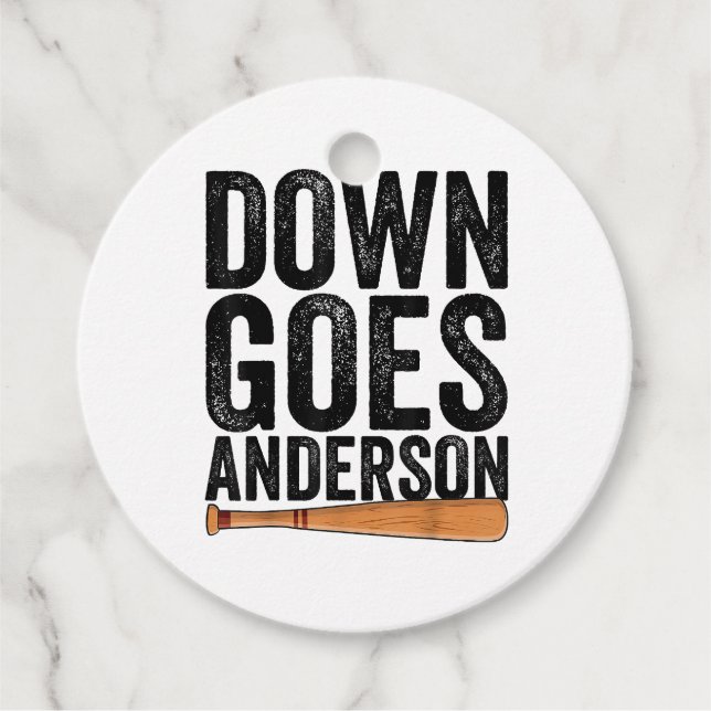 DOWN GOES ANDERSON FUNNY BASEBALL Geschenk ANDERSO Geschenkanhänger (Vorderseite)