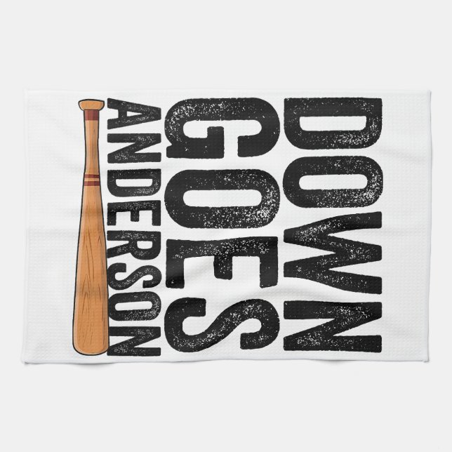 DOWN GOES ANDERSON FUNNY BASEBALL Geschenk ANDERSO Geschirrtuch (Horizontal)