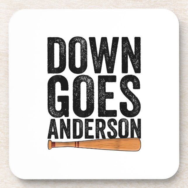 DOWN GOES ANDERSON FUNNY BASEBALL Geschenk ANDERSO Getränkeuntersetzer (Vorderseite)