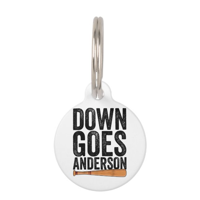 DOWN GOES ANDERSON FUNNY BASEBALL Geschenk ANDERSO Haustiermarke (Vorderseite)