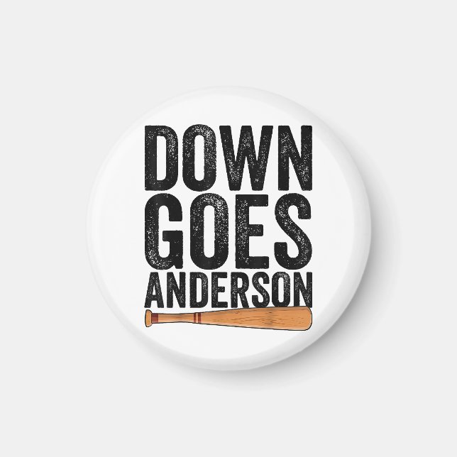 DOWN GOES ANDERSON FUNNY BASEBALL Geschenk ANDERSO Magnet (Vorne)