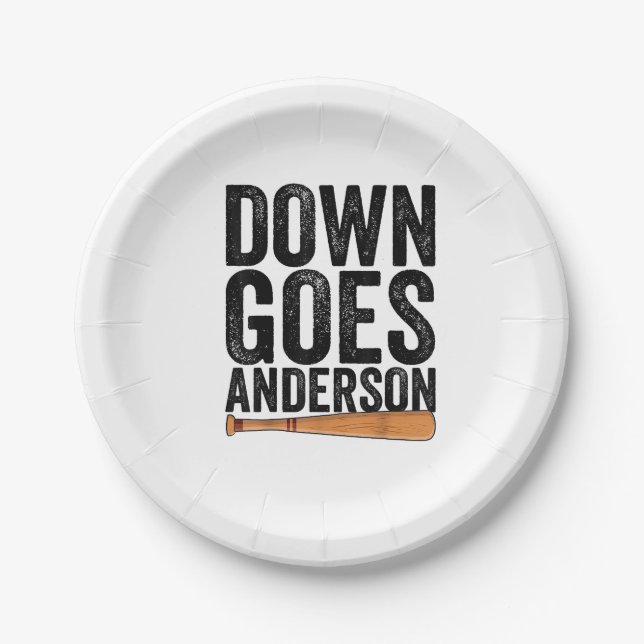 DOWN GOES ANDERSON FUNNY BASEBALL Geschenk ANDERSO Pappteller (Vorderseite)