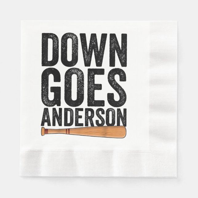 DOWN GOES ANDERSON FUNNY BASEBALL Geschenk ANDERSO Serviette (Vorderseite)