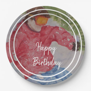 Down Hill Skier Happy Birthday Party Pappteller