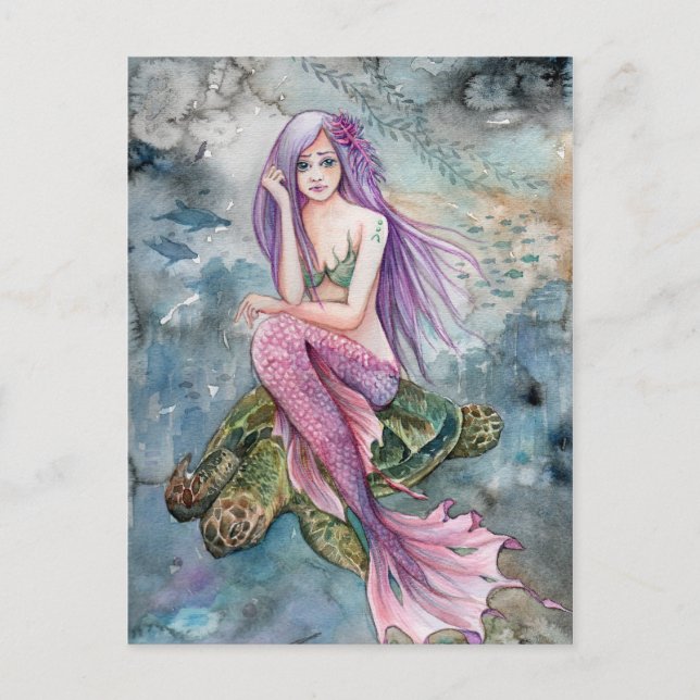Down in Atlantis - Mermaid Post Card Postkarte (Vorderseite)