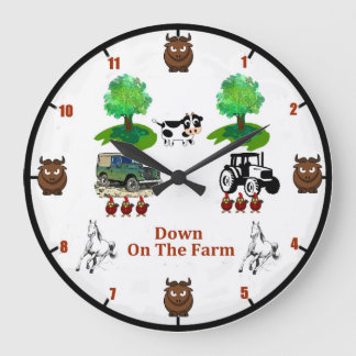 'Down On the Farm' Wall Clock Große Wanduhr