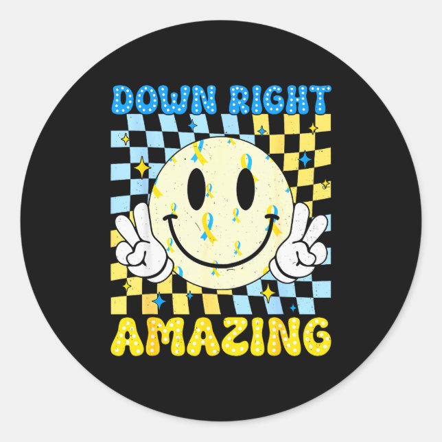 Down Right Amazing World Down Syndrome Awareness B Runder Aufkleber (Vorderseite)