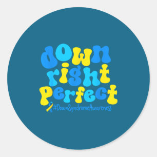 Down Right Perfect Syndrom-Bewusstsein Runder Aufkleber
